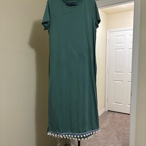 Universal Thread Teal Dress with Pom-Pom Hem